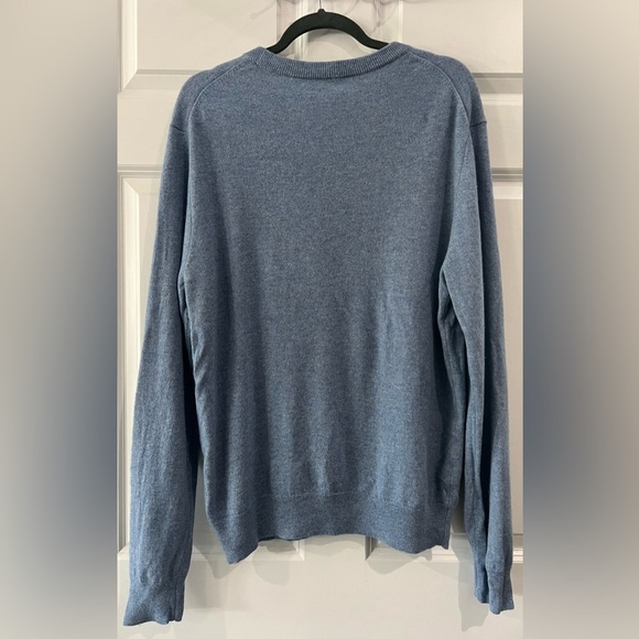 Men's 100% Cashmere Crew Neck Sweater Size L Slate Blue Luxury Academia Preppy - Picture 2 of 7